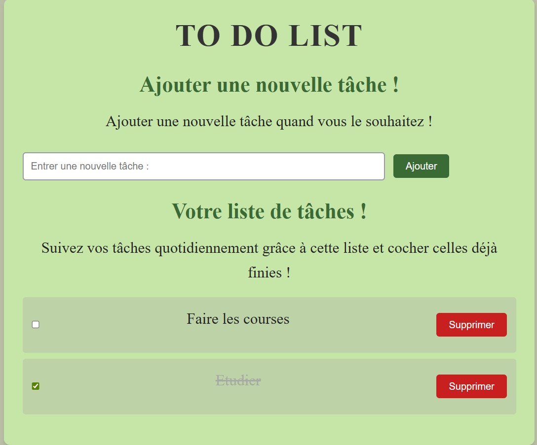 Photo d'une to do list